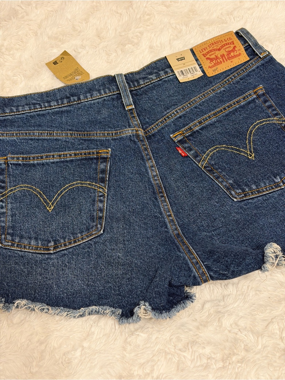 NWT Levi’s 501 Original High Rise Cutoff Denim Shorts W34 Distressed